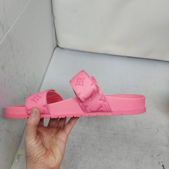 LOUIS VUITTON Pink LV Monogram Bom Dia Flat Slide Sandal - Picture 7 of 12